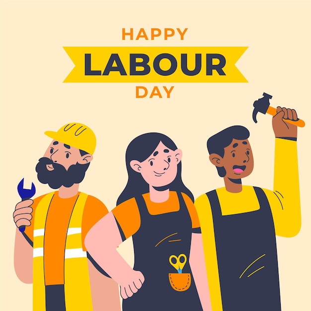 Organic flat labour day illustration