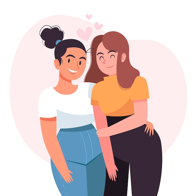 Free Vector organic flat lesbian couple illustration