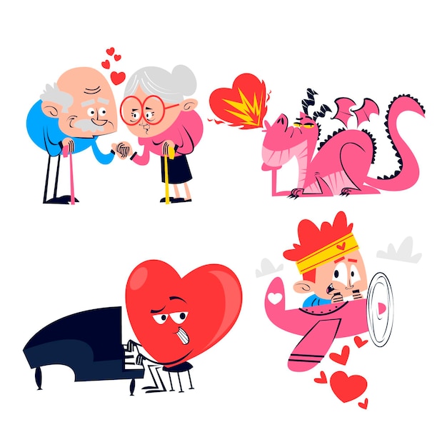 Free vector organic flat love sticker collection