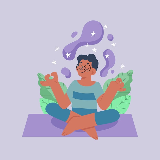 Free Vector organic flat man meditating