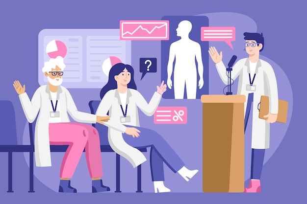 Free Vector organic flat medical conference illustration