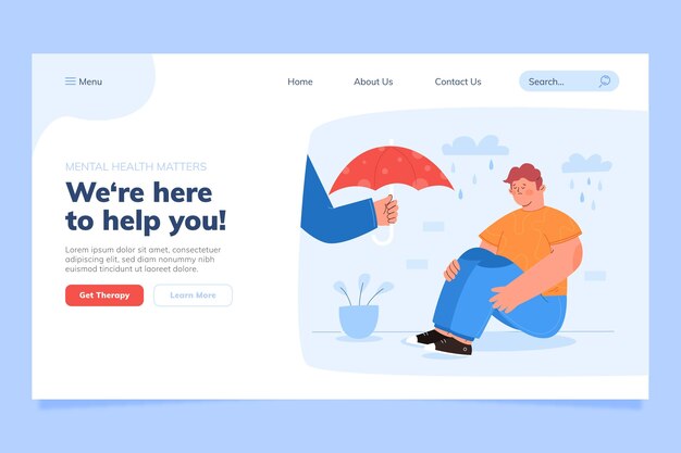 Organic flat mental health landing page