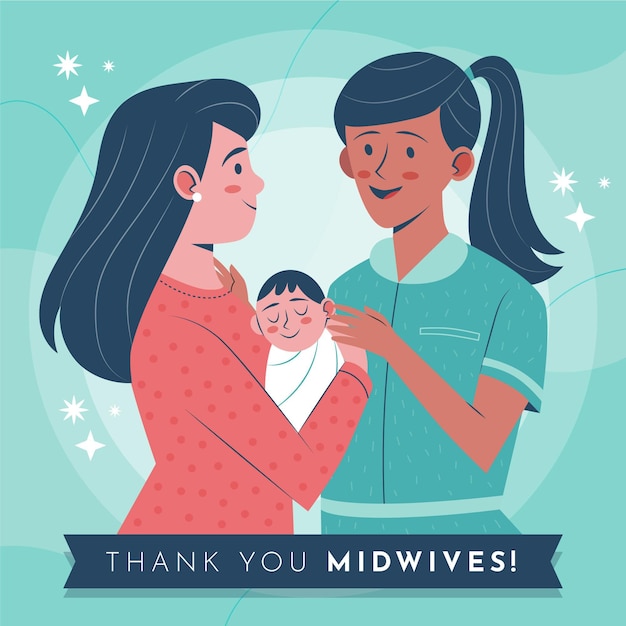 Organic flat midwives day illustration