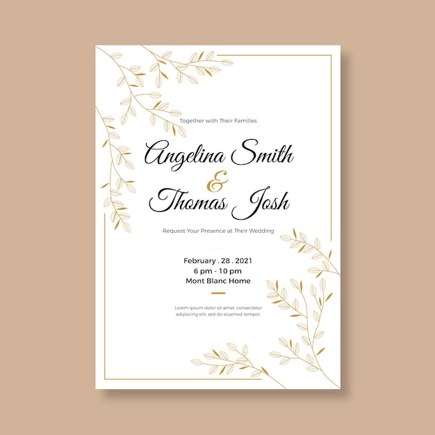 Organic flat minimalist wedding invitation template