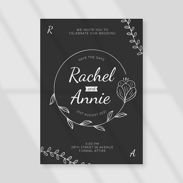 Free vector organic flat minimalist wedding invitation template