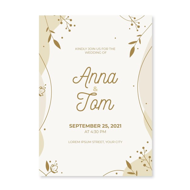 Organic flat minimalist wedding invitation template