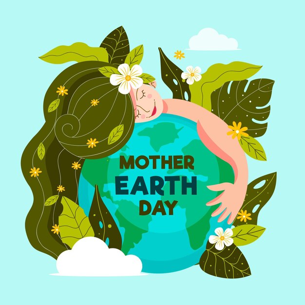 Organic flat mother earth day illustration