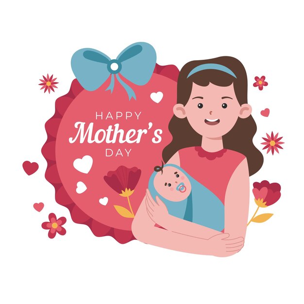 Organic flat mother's day illustration