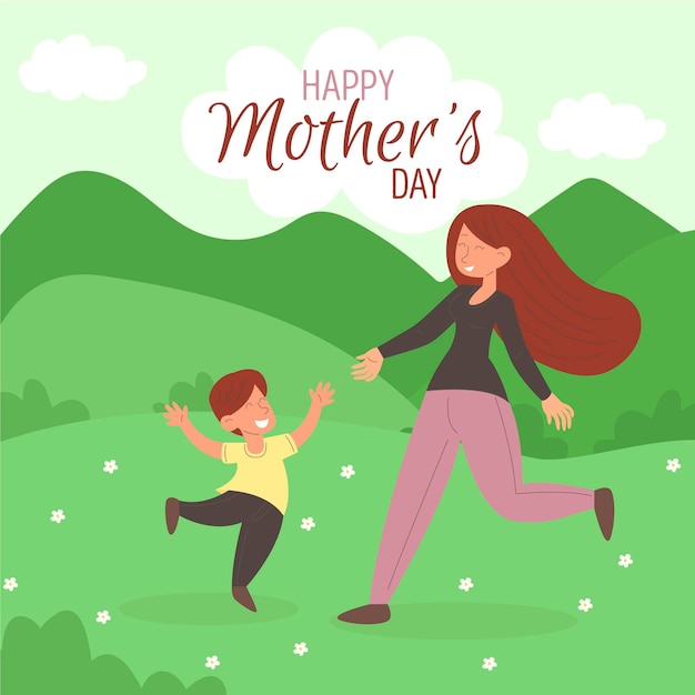 Free Vector organic flat mother's day illustration