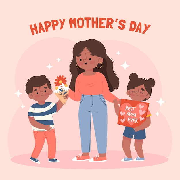 Organic flat mother's day illustration