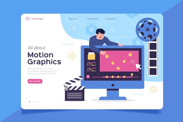 Organic flat motiongraphics landing page template