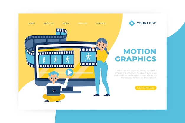 Free Vector organic flat motiongraphics landing page