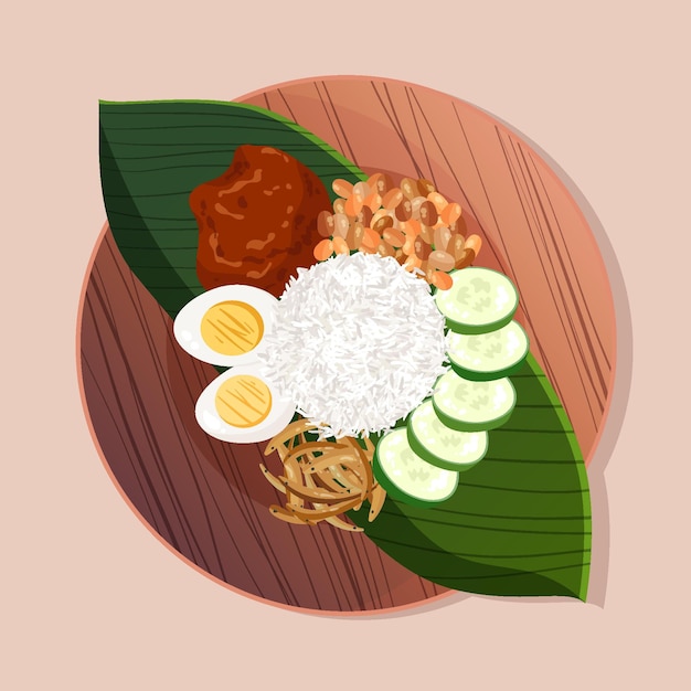 Free Vector organic flat nasi lemak illustrated