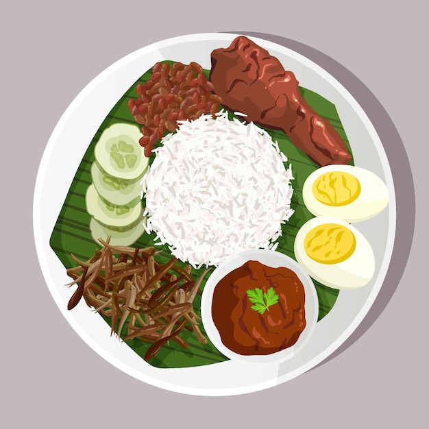 Free Vector organic flat nasi lemak illustrated