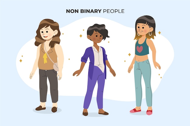 Free Vector organic flat non-binary people collection