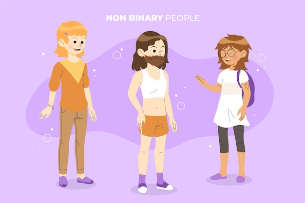 Free Vector organic flat non-binary people collection