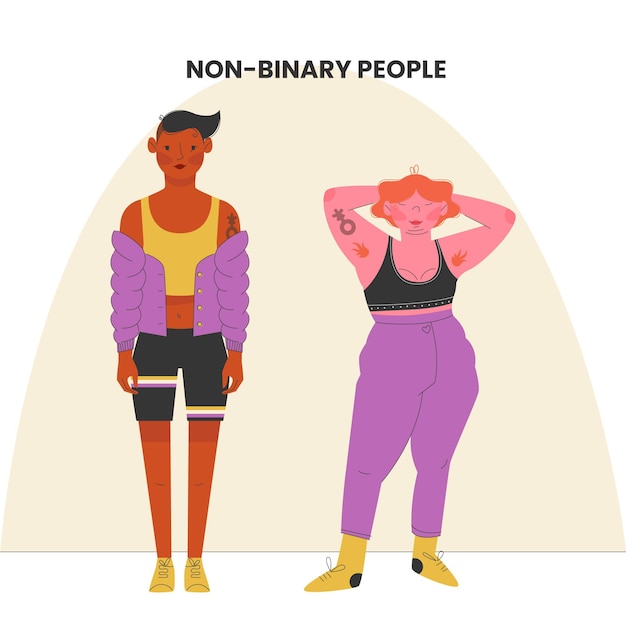 Organic flat non binary people illustration