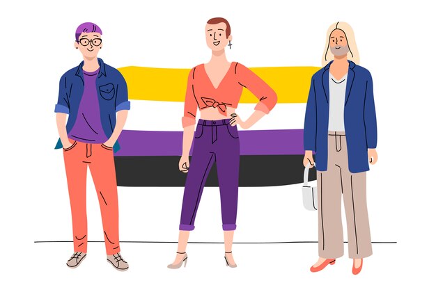 Organic flat non binary people illustration