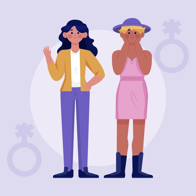 Organic flat non binary people illustration