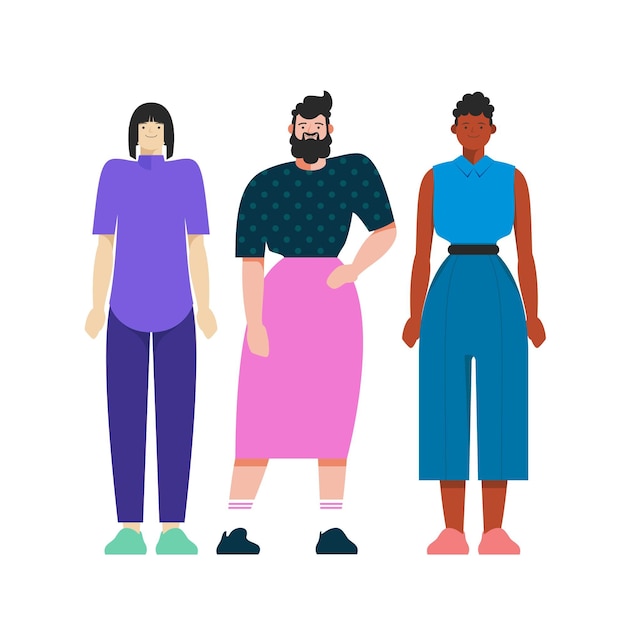 Free vector organic flat non-binary people illustration