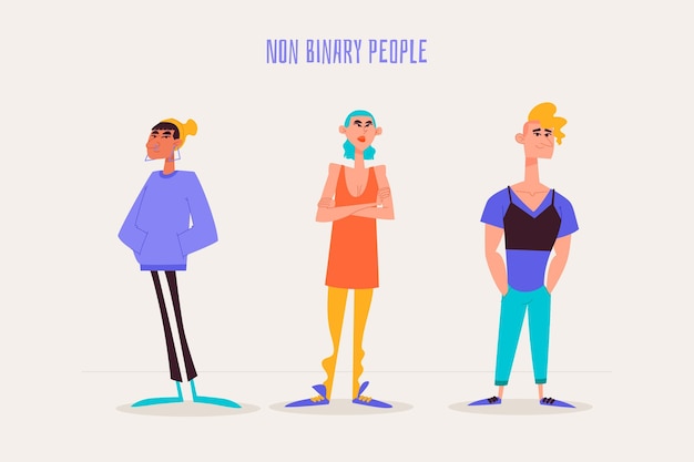 Free Vector organic flat non-binary people illustration