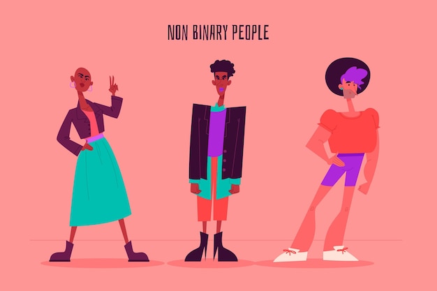 Free Vector organic flat non-binary people illustration