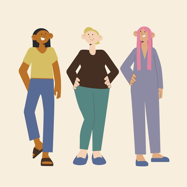 Organic flat non-binary people illustration