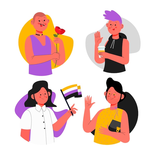 Organic flat non-binary people illustration