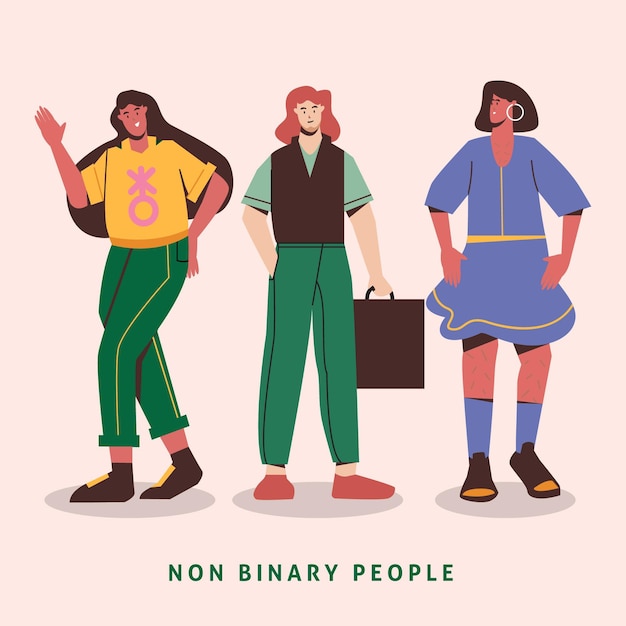 Organic flat non binary people illustration