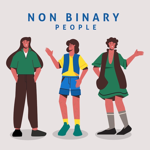 Organic flat non binary people illustration