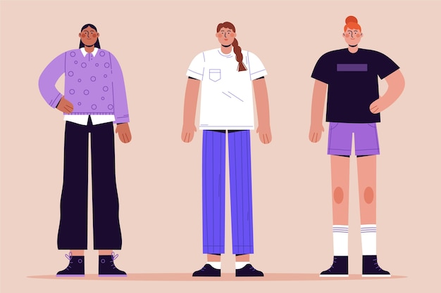 Free Vector organic flat non-binary people