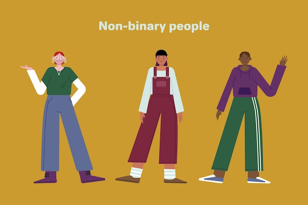 Free Vector organic flat non-binary people