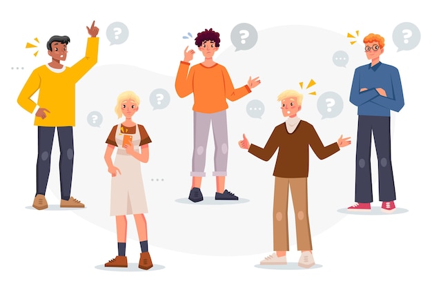 Free Vector organic flat people asking questions collection