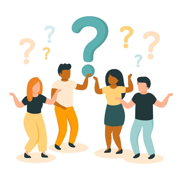 Free Vector organic flat people asking questions illustration