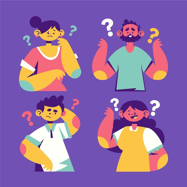 Free Vector organic flat people asking questions illustration