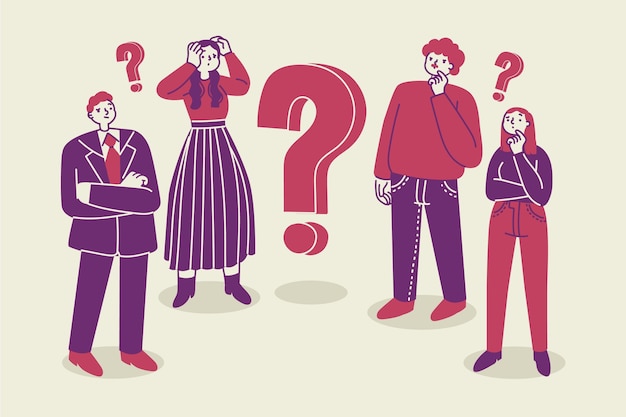 Organic flat people asking questions illustration