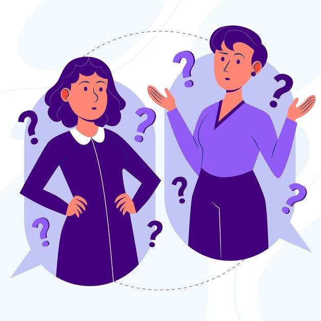 Organic flat people asking questions illustration