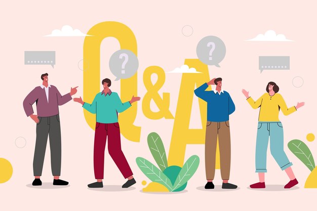 Organic flat people asking questions illustration