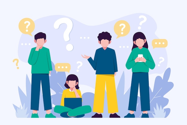 Free Vector organic flat people asking questions set