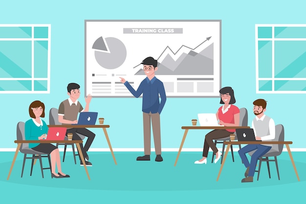 Organic flat people on business training illustration