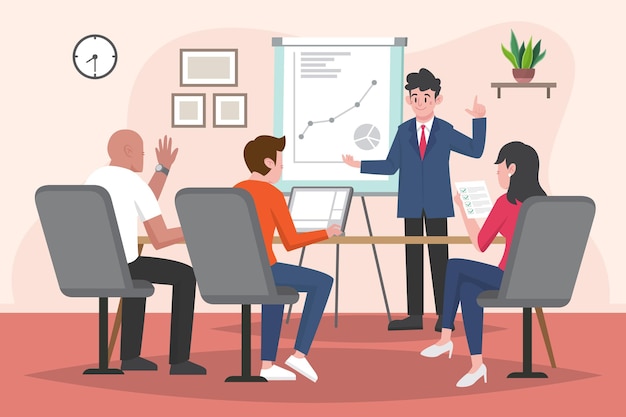 Organic flat people on business training illustration