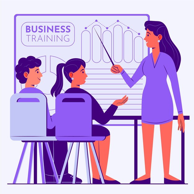 Organic flat people on business training illustration