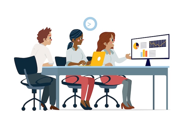 Organic flat people on business training illustration