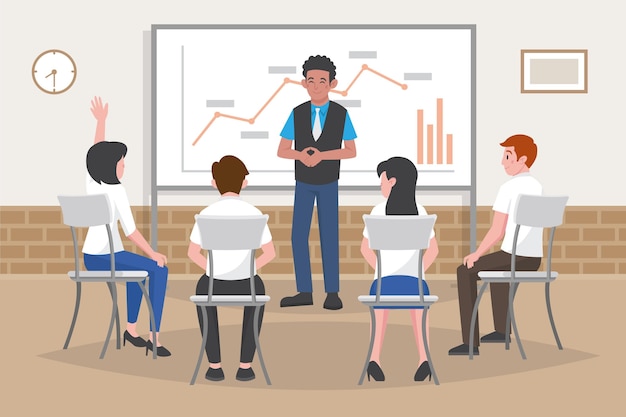 Organic flat people on business training illustration