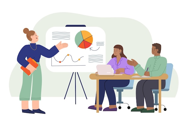 Organic flat people on business training illustration