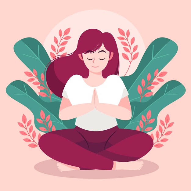 Organic flat people meditating illustration