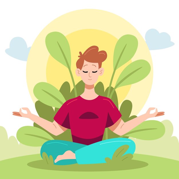 Organic flat people meditating illustration