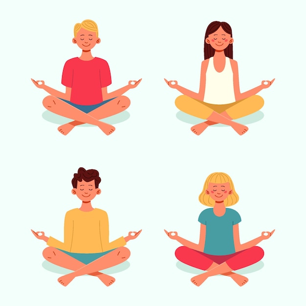 Free Vector organic flat people meditating illustration