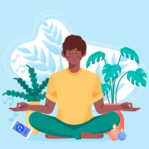 Organic flat people meditating illustration