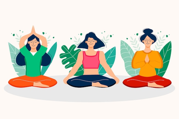 Organic flat people meditating illustration